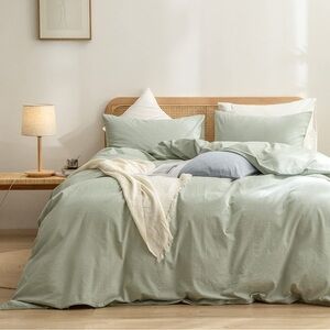 BESTOUCH Duvet Cover Set 3 piece Solid Sage Green Full/Double